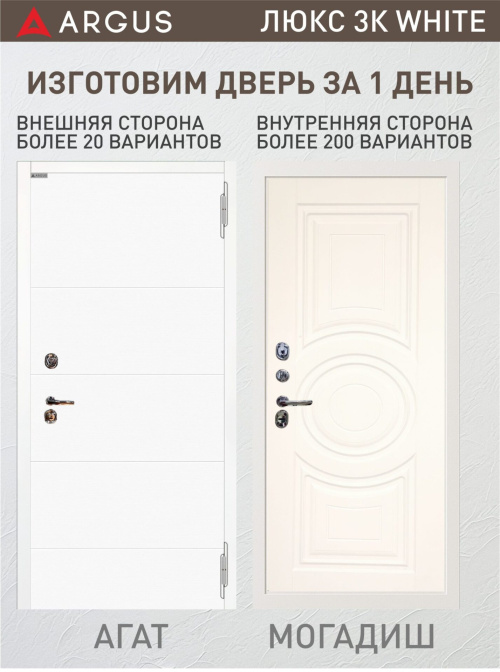 Аргус Люкс 3К WHITE (ПИКовые двери)